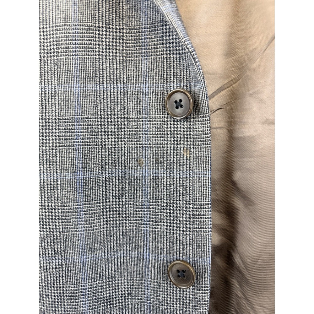 Brooks Brothers 346 Mens Suit Coat 48R Gray Glen Plaid 100% Wool, Sm Ink Stain - Picture 7 of 11